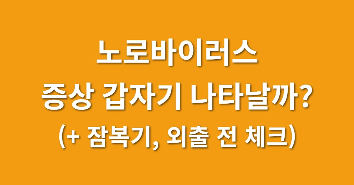 노로바이러스 증상 갑자기 나타날까? (+ 잠복기, 외출 전 체크)