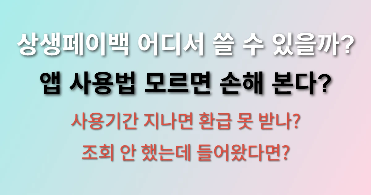 상생페이백 사용방법 및 사용처 조회하기 (+사용기간, 앱 사용방법, 조회방법)