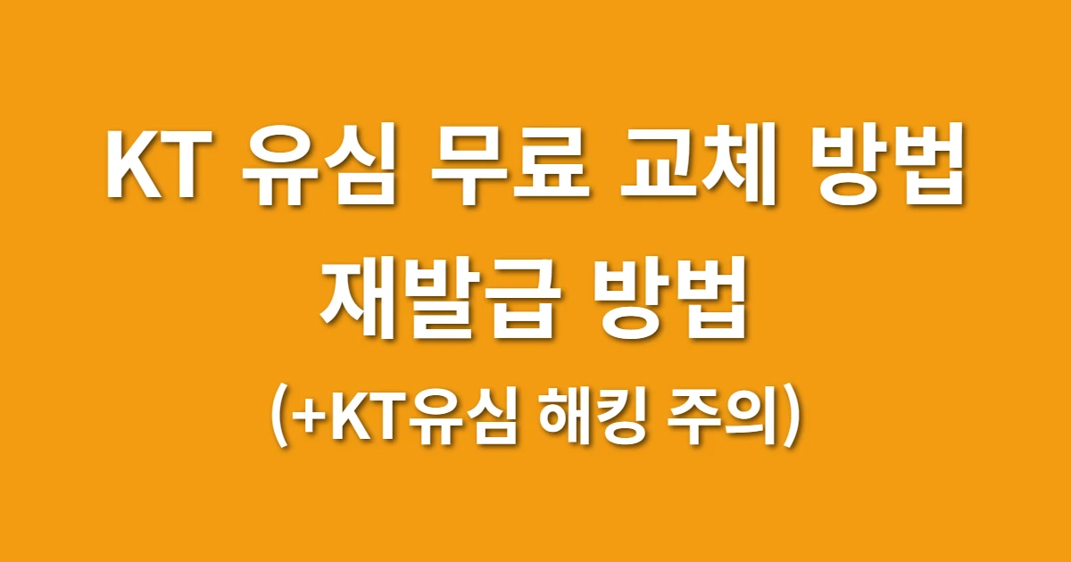 KT 유심 무료 교체 방법 및 재발급 방법 (+KT유심 해킹 주의)