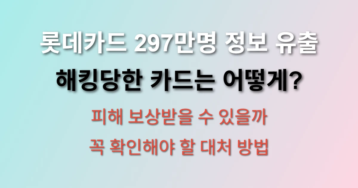 롯대카드 해킹 사고 대처 방법  (조회 방법, 피해 보상, 재발급 방법)