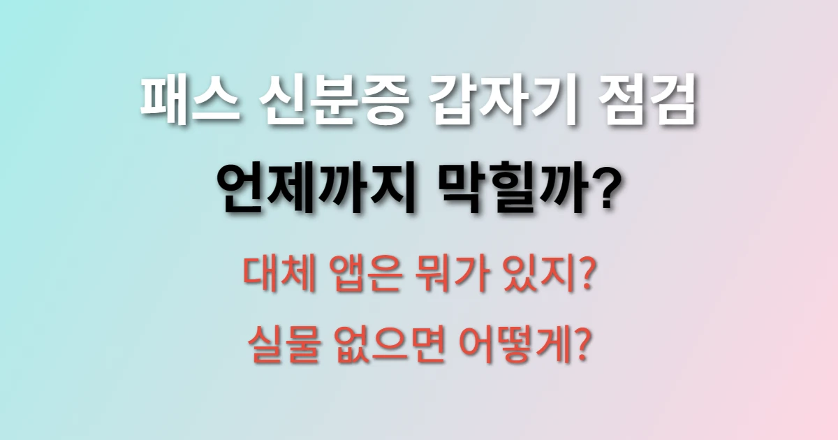 패스(PASS) 신분증 점검 언제까지? 실물 신분증 없을 때 대체 앱 (+ 정부24 막힌 이유, 임시 해결법)