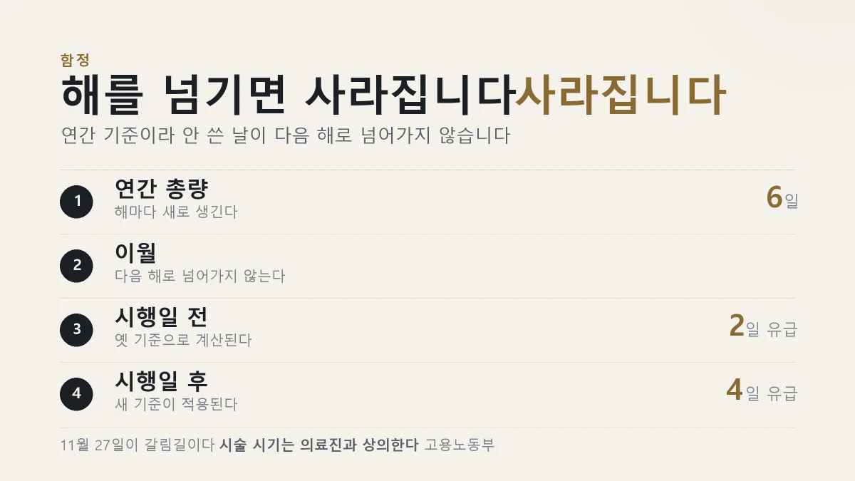 난임치료휴가 연간 사용 기준과 시행일 적용을 정리한 표