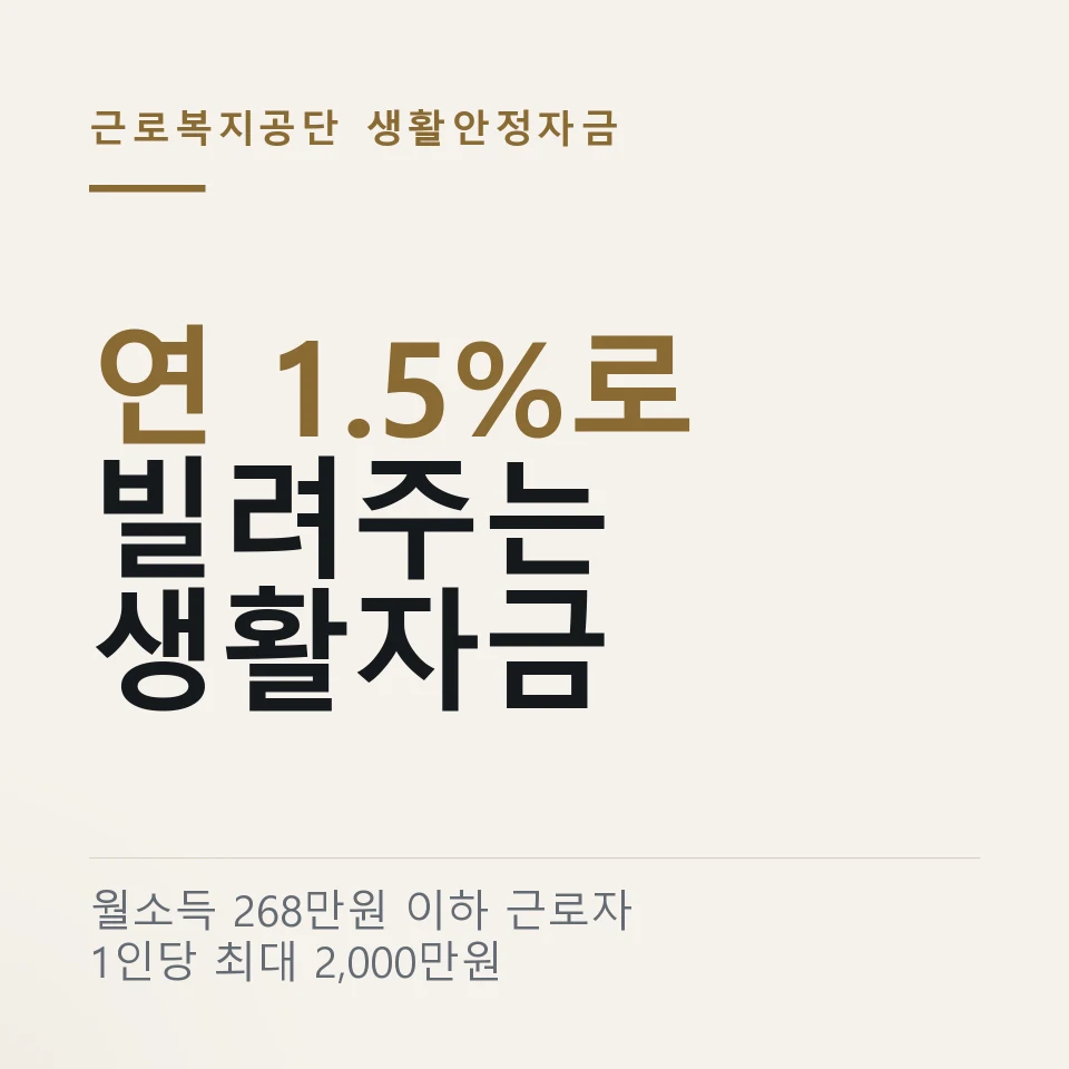 생활안정자금 융자 2000만원 "연 1.5%밖에 안 해요?"