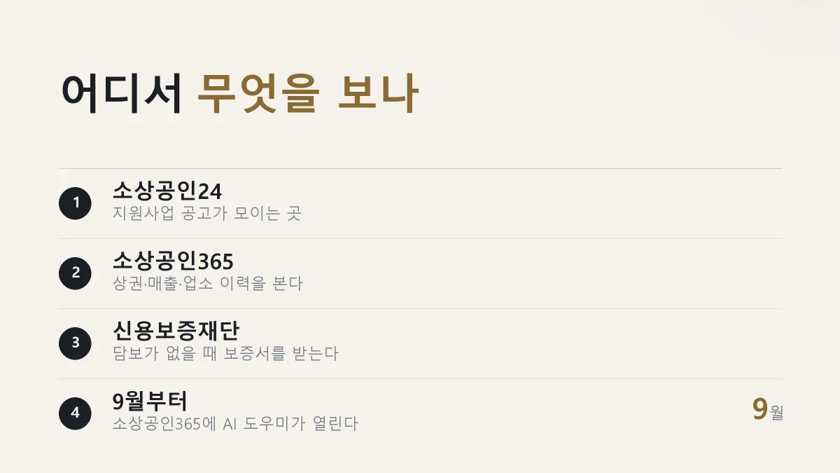 소상공인이 이용하는 창구를 갈래별로 정리한 그림