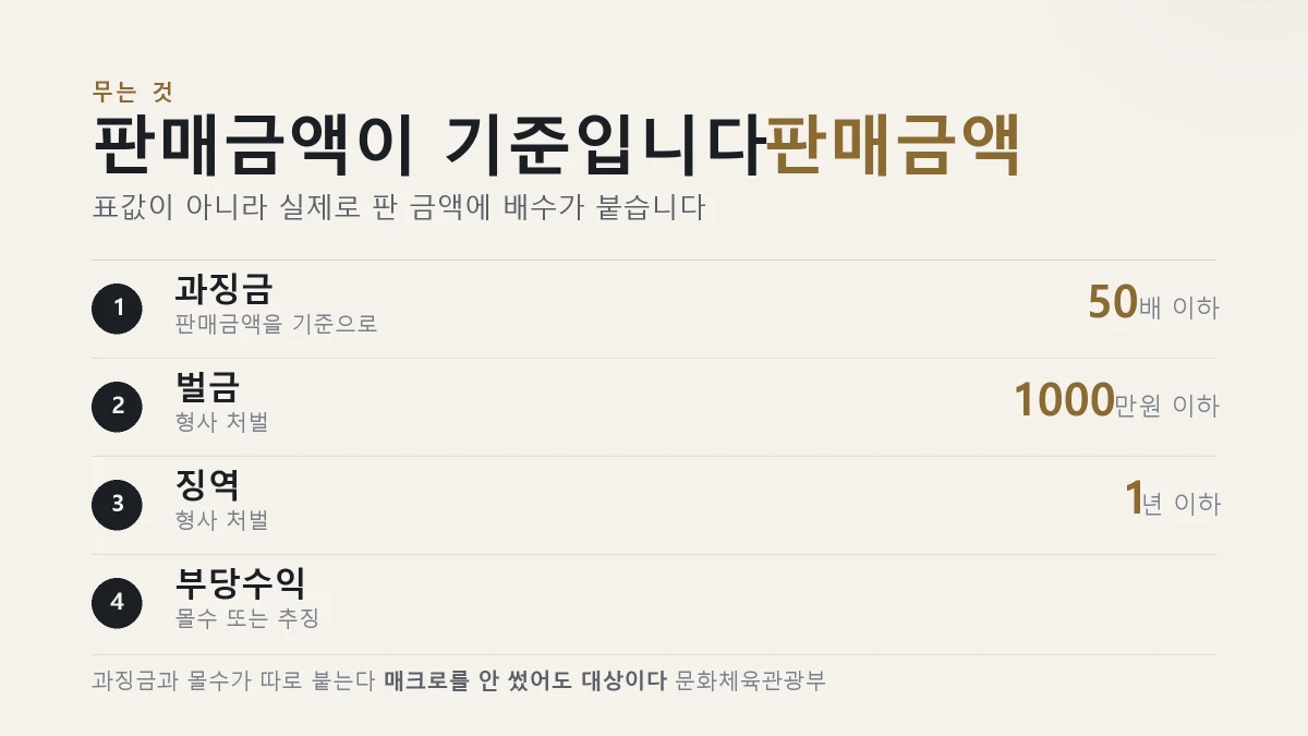 암표 부정 판매 처벌 수위를 정리한 표