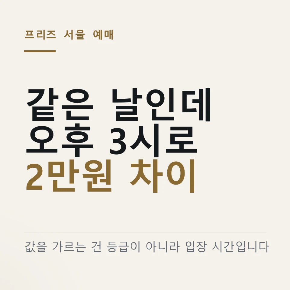 프리즈 서울 티켓 값이 등급이 아니라 입장 시간으로 갈린다는 것을 적은 그림