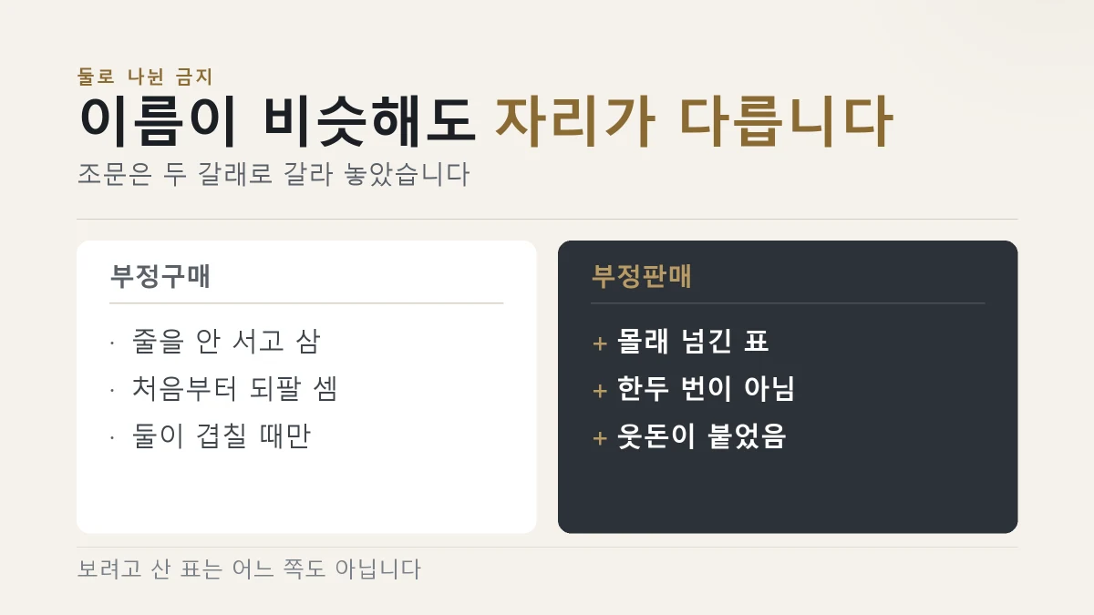 공연법이 정한 부정구매와 부정판매의 조건