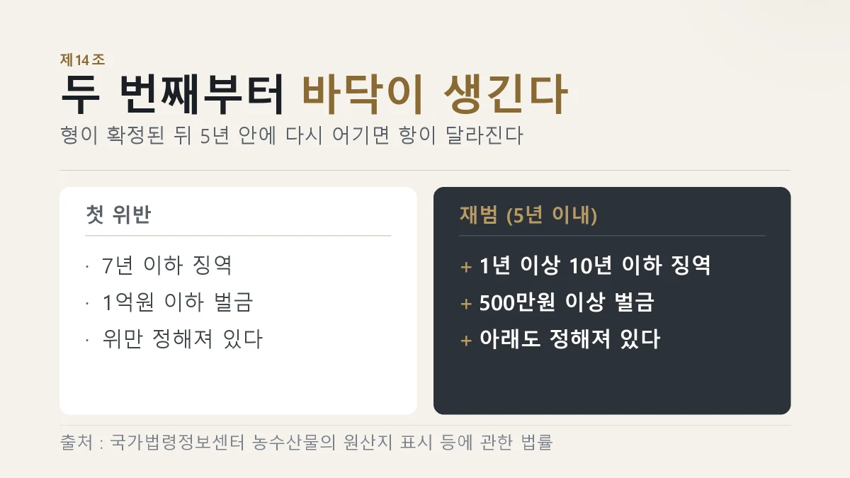 첫 위반과 재범에서 형의 하한이 달라진다