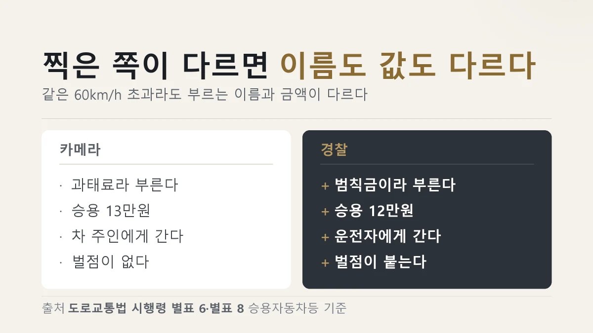 카메라 단속과 현장 단속의 차이