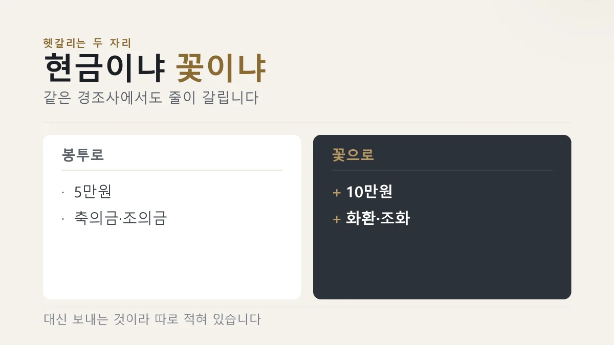 경조사비를 대신하는 화환과 조화는 10만원