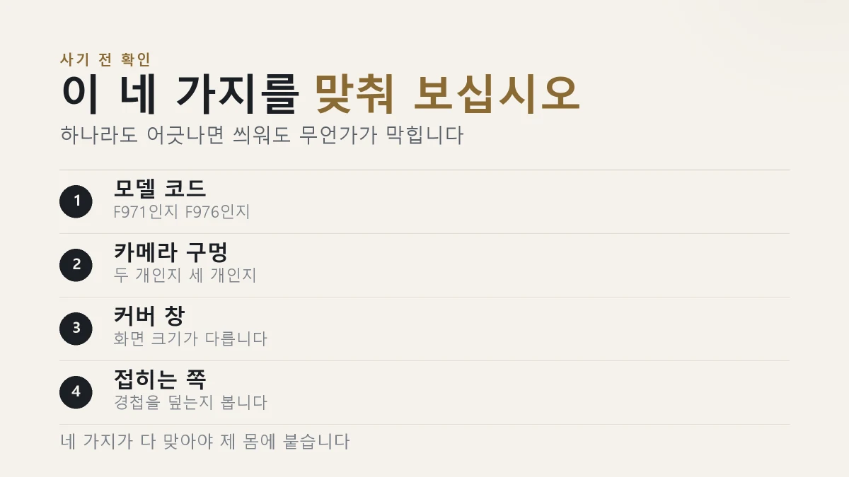 갤럭시 Z폴드8 케이스를 사기 전에 맞춰 볼 네 가지를 담은 카드