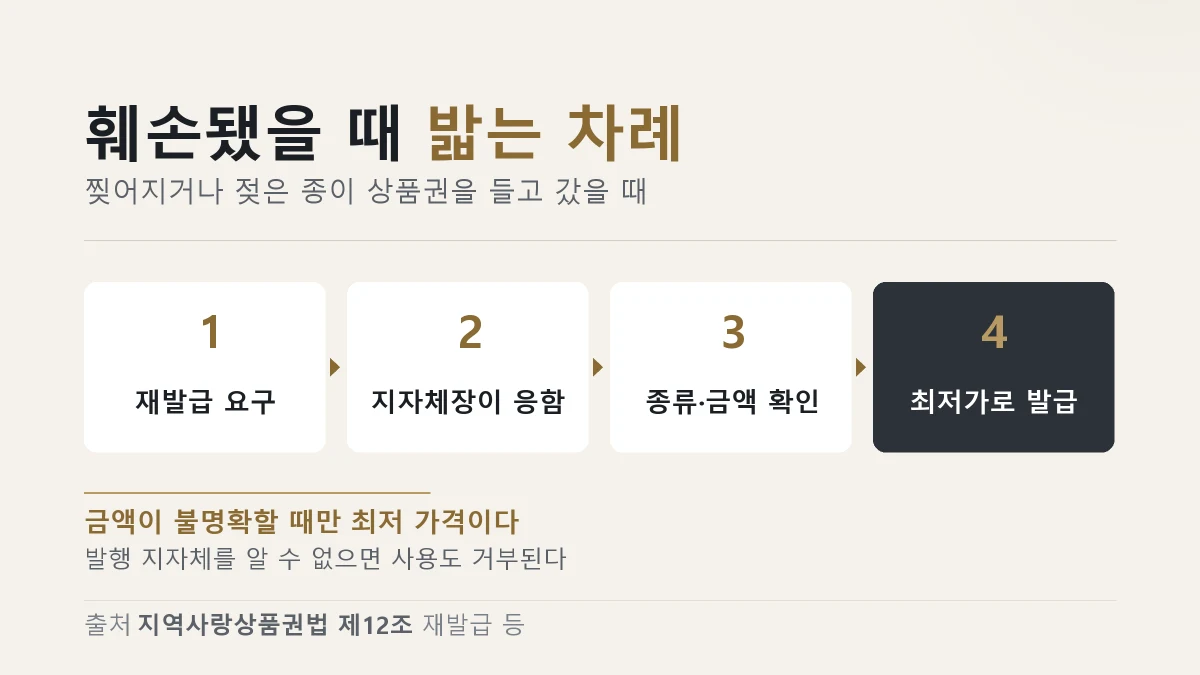 훼손된 상품권을 재발급받는 차례