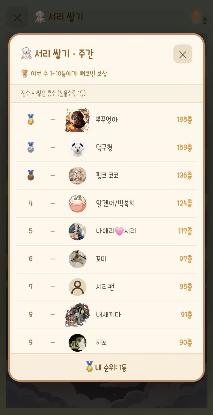 서리 키우기 게임 첫날.. 4