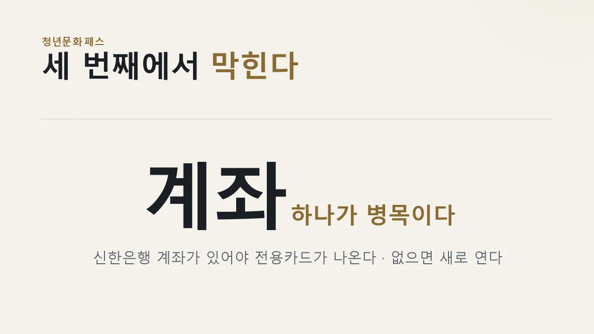 서울청년문화패스 계좌 병목 카드