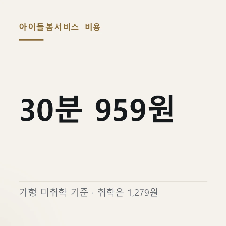 아이돌봄서비스 비용 30분에 959원부터 "취학하면 1,279원입니다"