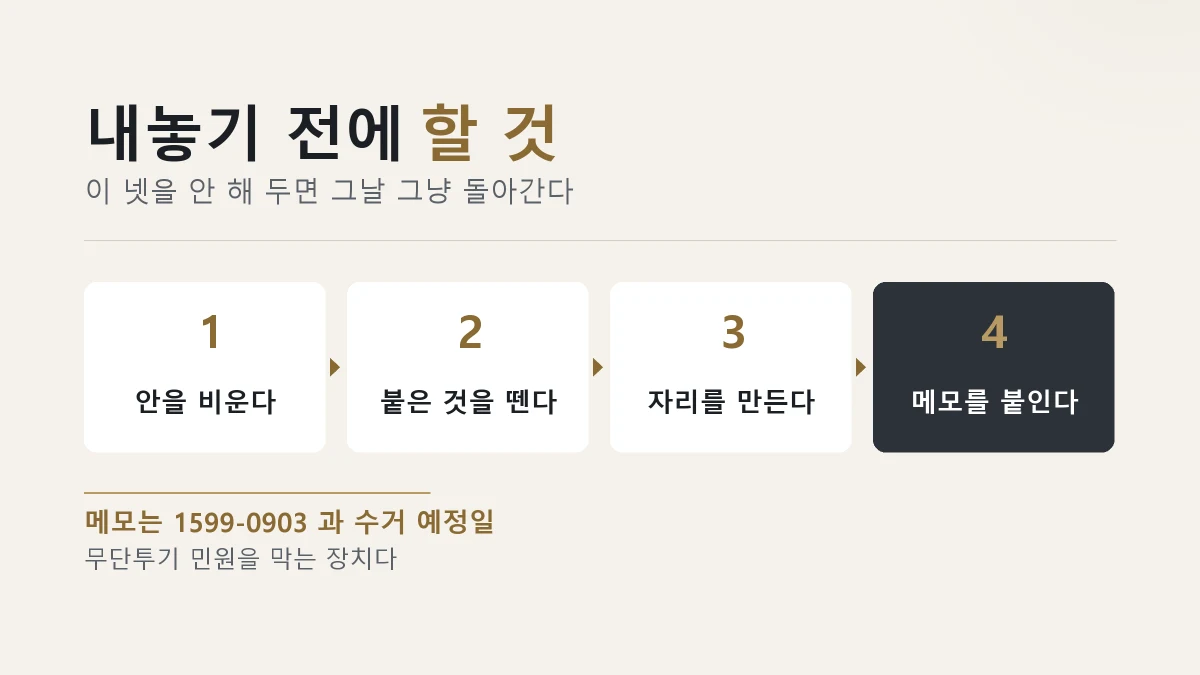폐가전 배출 전 준비 순서 안 비우기 떼기 자리 만들기 메모 붙이기