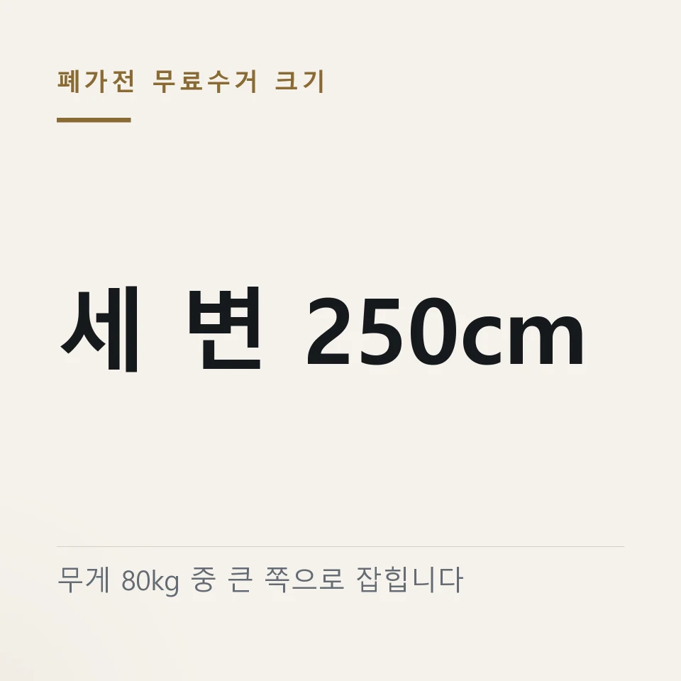 폐가전 무료수거 크기 세 변 합 250cm "무게 80kg면 특대형입니다"