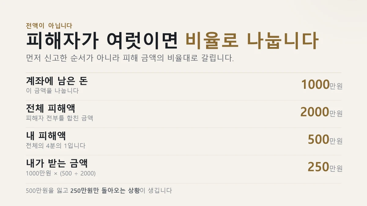 보이스피싱 피해자가 여럿일 때 환급금 안분 계산 예시