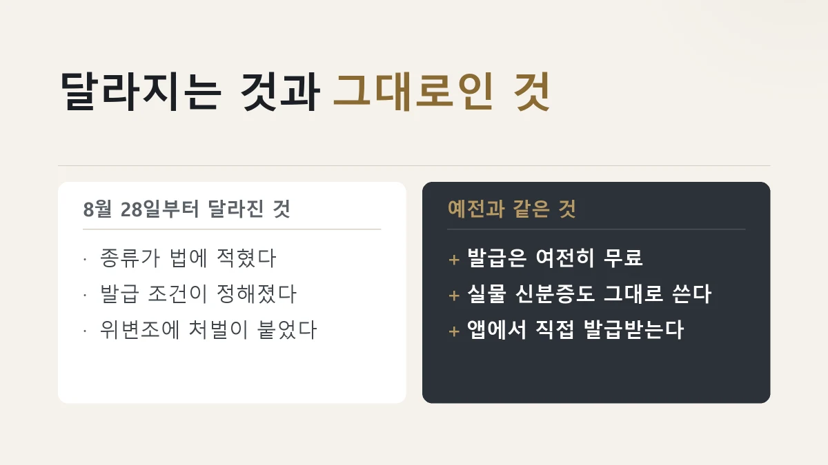 시행령으로 달라진 것과 예전과 같은 것을 정리한 그림