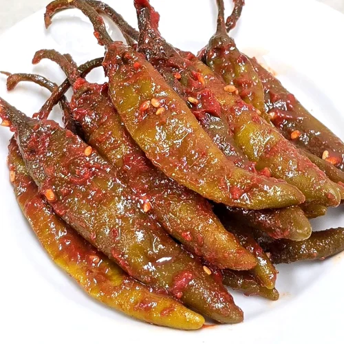 양념 고추무침 500g 1kg 2kg 6kg 12kg 삭힌 절임 절인 아삭 고추지 대용량 가정용 업소용 장아찌 도매