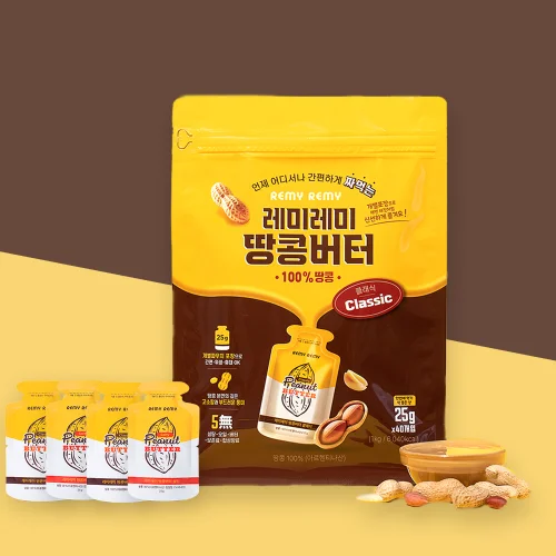레미레미 짜먹는 땅콩버터 대용량 1kg (25g 개별포장 x 40개입)