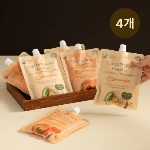 [소이아워밀] 우리콩 후무스, 국산콩 대두 식물성 단백질 소스 hummus 200g 4개
