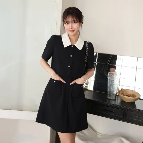 [온라인 단독] [N배송] 로엠 카라 2in1 트위드 미니 원피스 RMOWG25NT1