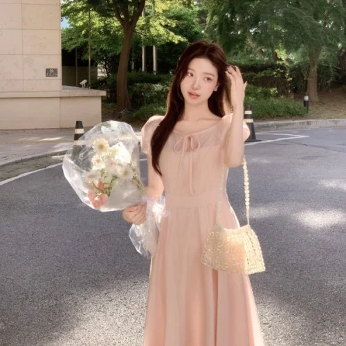 (국내제작) 2기장 리본 플레어 원피스 op16406
