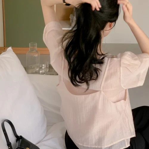 링클 뷔스티에 레이어드 블라우스 bs8373
