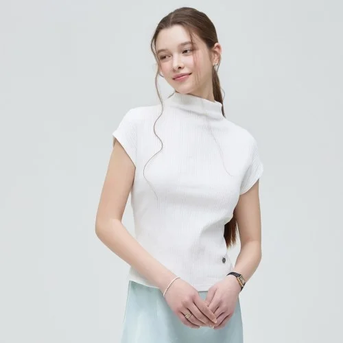 [온라인 단독] [N배송] 로엠 모크넥 반팔 티셔츠 RMHWG25NT2