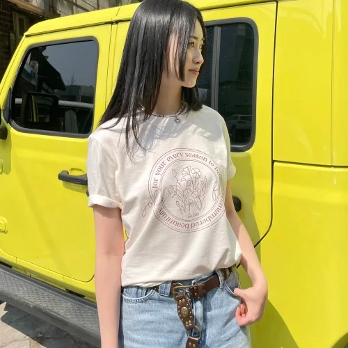 [제로스트릿][6컬러] 플라워 레터링 반팔 티셔츠 FLOWER LETTERING SHORT SLEEVE T-SHIRT