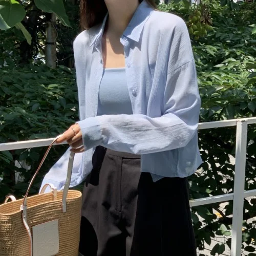 (국내제작) 시스루 요루 크롭 셔츠 bs7659