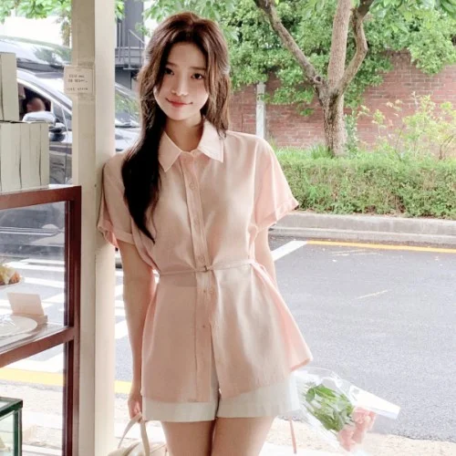 [자체제작] (MADE) 텐셀 디링 벨트 셔츠 블라우스 bs8591