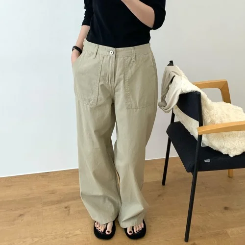 [일부당일] 필드 비죠 팬츠 썸머 코튼 데님 와이드 일자핏 얇은 여름 바지 웨어링무드 (4c)