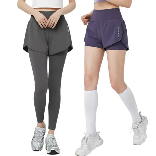 여성 반바지레깅스 운동 런닝 요가 필라테스 투인원 숏 9부 레깅스 바지 헬스 일체형 쫄바지