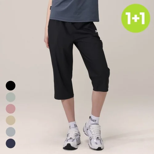 1+1 에버라스트 여성 7부 여름 바지 스트라이프 팬츠