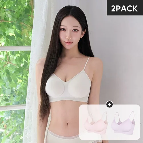 [2pack]크라시앙 2cm 얇은끈 라이트핏 브라 노와이어 심리스 편한 데일리브라 여자속옷