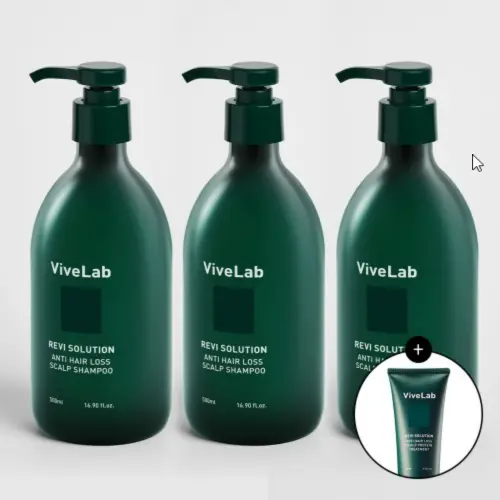 바이브랩 4주 솔루션 초록 탈모 샴푸 우디플로럴머스크, 500ml, 3개