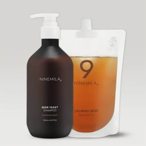 나인밀라 카밍비어 (맥주효모) 탈모샴푸 시트러스자몽향, 500ml + 500ml(리필), 2개