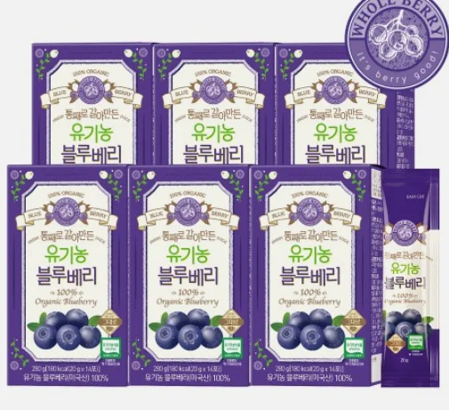[02369] 홀베리 통째로 갈아만든 유기농 블루베리 과육이 느껴지는 리얼 블루베리 14포, 6개