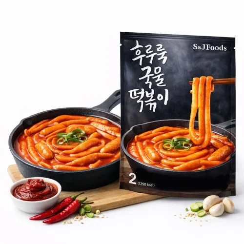 [04386] [에스앤제이푸드] 후루룩 국물떡볶이 밀키트 2~3인분 매콤 간편조리 길쭉한 밀떡