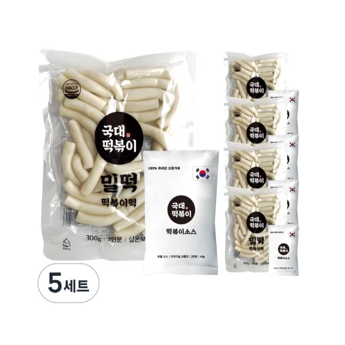 [04650] 국대 떡볶이 국물 세트 밀떡 2인분 캠핑 음식 오리지널, 345g, 5개