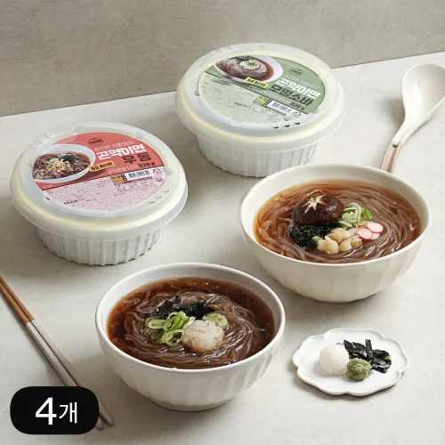 [04853] 다신샵 54kcal 바로먹는 곤약이면 2종 4개 / 발효곤약 모밀소바 우동