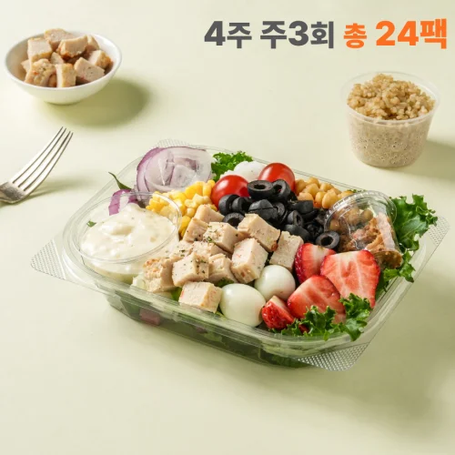 [04913] 샐러드 포케 정기배송 4주 주 3회(24팩) 샐러드 식단 구독 배달 야채 도시락