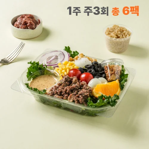 [05317] 샐러드 포케 정기배송 1주 주 3회(6팩) 샐러드 식단 구독 배달 야채 도시락