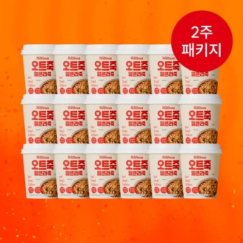 [05320] [2주패키지] 발보아 저당 오트죽 간편 오트밀 컵 40g 18개