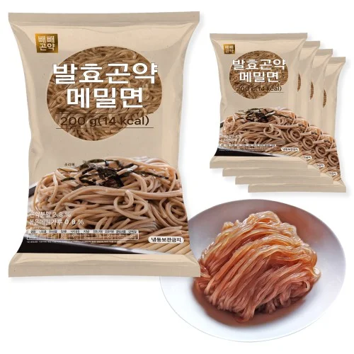 [05334] 100g당 7kcal 빼빼곤약 발효곤약메밀면 200g, 5개