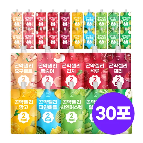 [05961] [2kcal] 데이앤 에브리데이팩 곤약젤리 1포당 2kcal 10가지맛 믹스, 150g, 30개