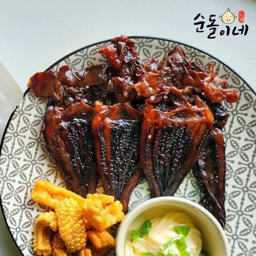 [06020] 순돌이네 통통 까망 숏다리 오징어 조미 간식 안주 구이 다리 300g