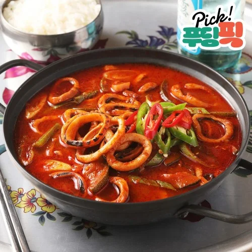 [06717] [푸딩픽] 원팩 오징어찌개 180g 밀키트 10분완성 캠핑 자취생 안주